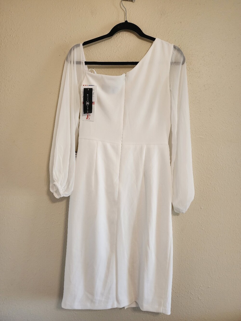 Betsy & Adam Long Sleeve Asymmetrical Ruched Sheath Dress 10P Wedding Formal - Picture 8 of 11